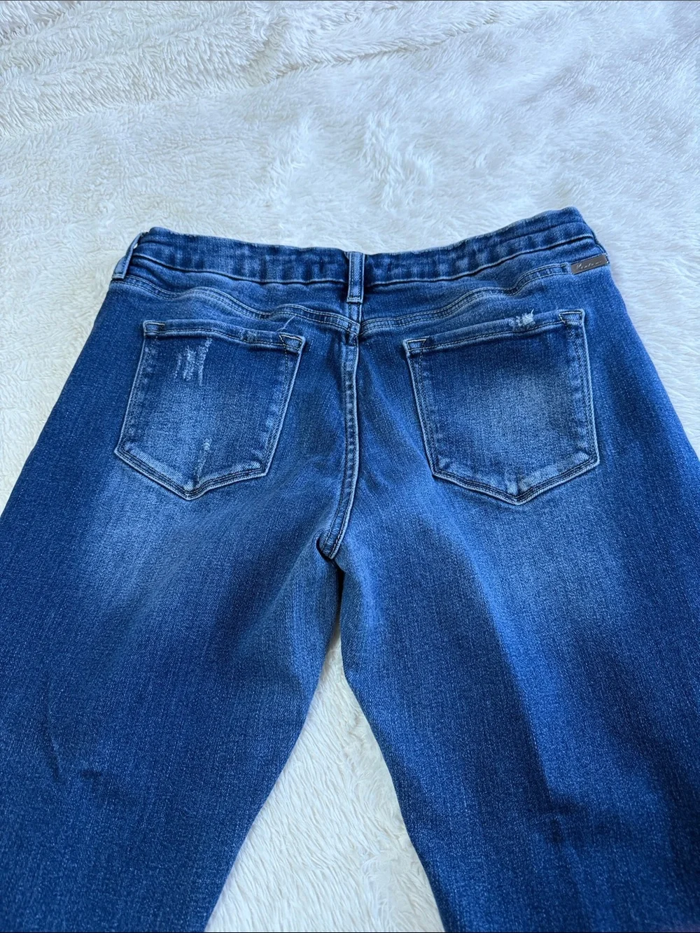 KanCan Women's Dark Blue Boyfriend Jeans with Button-Fly